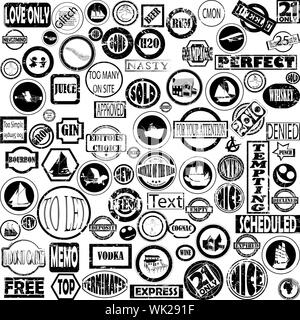 Grunge collection de tampons avec divers objets texte, isolé sur fond blanc Banque D'Images