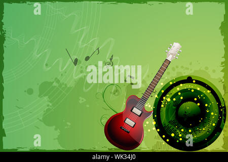 Illustration de guitare sur fond musical grunge Banque D'Images