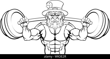 Mascotte lutin grand levage haltérophile Barbell Illustration de Vecteur