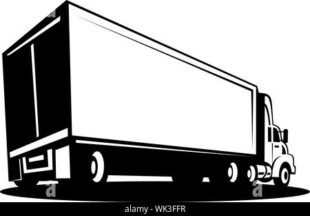 Illustration d'un camion et remorque isolé sur fond blanc Banque D'Images