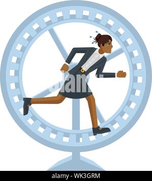 Business Woman roue de hamster Concept Stress Illustration de Vecteur