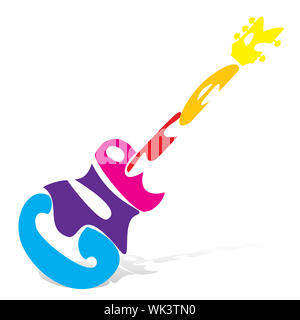 Illustration de guitare sur fond blanc Banque D'Images