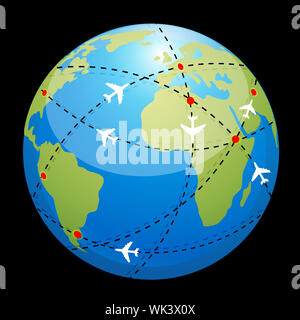 Illustration du globe montrant la voie aérienne Banque D'Images