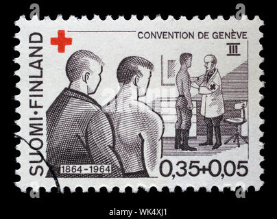 Timbres en Finlande montre le dépistage de la santé, Croix Rouge, vers 1963 de la série. Banque D'Images