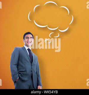 Smiling woman bulle pensée Banque D'Images