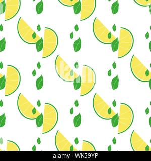 Citron lime douce avec les feuilles de menthe de fond transparente 10 EPS Illustration de Vecteur