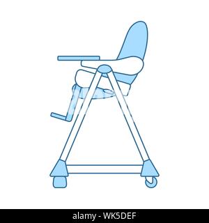 Chaise bébé Icône. Fine ligne de remplissage bleu avec Design. Vector Illustration. Illustration de Vecteur