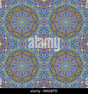 Mandala. Zentangl seamless ornament. Détendez-vous, la méditation. Les tons bleus et violets Illustration de Vecteur