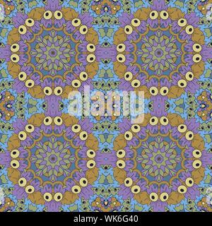 Mandala. Zentangl seamless ornament. Vous pourrez vous détendre. La méditation. Bleu, vert et violet Illustration de Vecteur