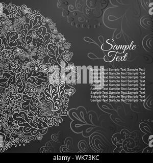 Carte fleurs de couleur noir et blanc Illustration de Vecteur