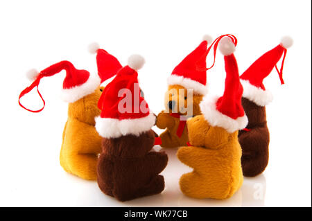 Petit cercle avec l'ours de noël santa claus hat Banque D'Images