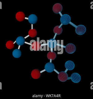 Molécules molécule ou Structure de base sur noir Banque D'Images