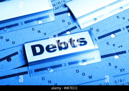 Dept mot sur le dossier d'affaires montrant finances ou concept financier Banque D'Images