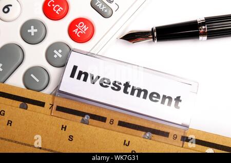 Mot d'investissement le succès financier dossier montrant concept Banque D'Images