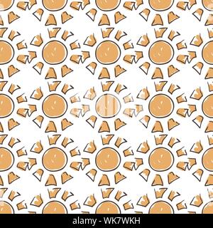 Modèle sans couture. ensoleillée Doodle mignon soleils Illustration de Vecteur