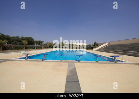 Swimming pool start line Stock Photo