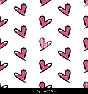 Motif transparente coeurs. Doodle mignon coeurs. Motif romantique sans couture Illustration de Vecteur