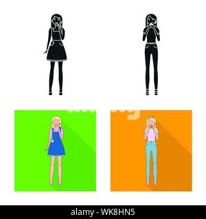 Objet isolé de la posture et de l'humeur signe. Collection de posture et l'icône vecteur femelle pour stock. Illustration de Vecteur