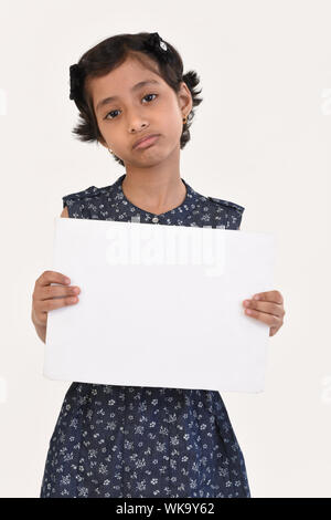 sad girl holding placard Stock Photo