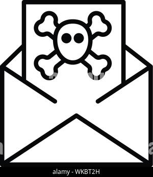 Mail hacker, icône de style contour Illustration de Vecteur