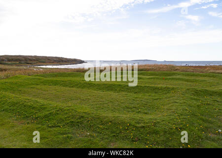 L'esquisse de bâtiments scandinaves à L'Anse aux Meadows à Terre-Neuve et Labrador, Canada. Banque D'Images