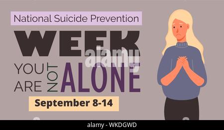 Semaine nationale de prévention du suicide en France. Événement est célébré en septembre 8-14. Illustration de Vecteur