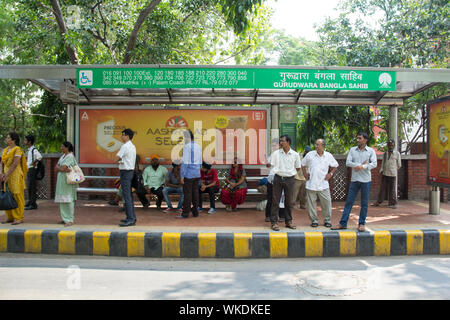 Bus stand of Gurudwara Bangla Sahib, New Delhi, India Stock Photo