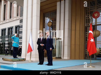 Ankara, Turquie. 06Th Sep 2019. De gauche du premier ministre tchèque Andrej Babis rencontre Président turc, Recep Tayyip Erdogan à Ankara, Turquie, le 3 septembre 2019. Crédit : Marek Opatrny/CTK Photo/Alamy Live News Banque D'Images