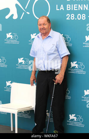 L'Italie, Lido di Venezia, le 3 septembre 2019 : le réalisateur suédois Roy Andersson, pose lors d'un photocall pour le film "om det oandliga endlessnes» (environ Banque D'Images