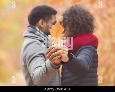 Couple afro, feuille de chêne avec fermeture Banque D'Images