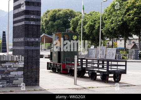 Monument de l'oeuvre d'ardoise Blaenau Ffestiniog patrimoine Rawson Square Gwynedd au Pays de Galles Banque D'Images