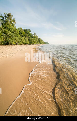 Sable blanc à la plage en été, près du Parc National de Stenshuvud, Osterlen, Skane, Suède, Scandinavie. Banque D'Images