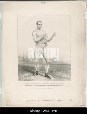 John C. Heenan, champion d'Amérique Né à West Troy, New York, 2 mai 1835, hauteur 6 pieds. 1 1/2 pouce, poids de combat de 180 à 185 lbs / / a partir de photo dans l'attitude prise par Gillis & Johnson, 156 Broadway, New York ; lith. par Cameron et Walsh, 32 & 34, rue John, N.Y. Banque D'Images