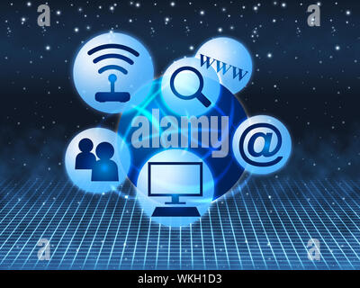 Les médias sociaux représentant World Wide Web et Site Web Banque D'Images