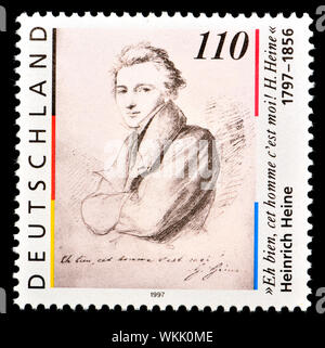Timbre allemand (1997) : Heinrich Heine (Christian Johann Heinrich Heine -1797-1856) poète allemand Banque D'Images