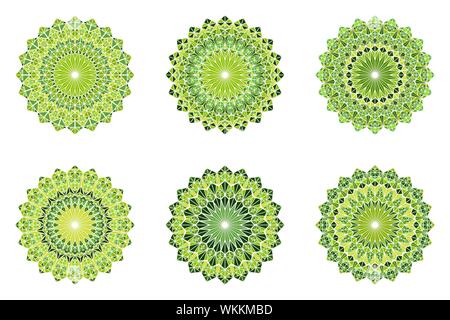 Ornée de mosaïque géométrique triangle set - logo mandala circulaire ronde résumé illustrations vectorielles Illustration de Vecteur