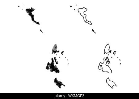 La région des îles Ioniennes (Grèce, République Hellénique, Hellas) map vector illustration, croquis gribouillis d'îles ioniennes site Illustration de Vecteur