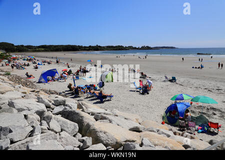 Les amateurs de plage sur Higgins Beach.Scarborough.Maine.USA Banque D'Images
