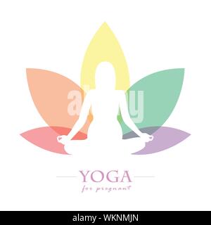 Yoga pour femmes enceintes fleur de lotus colorés illustration vecteur EPS10 Illustration de Vecteur