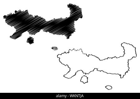 La Macédoine orientale et Thrace (Grèce, République Hellénique, Hellas) map vector illustration, croquis Gribouillage à l'Est de la Macédoine et de la Thrace site Illustration de Vecteur