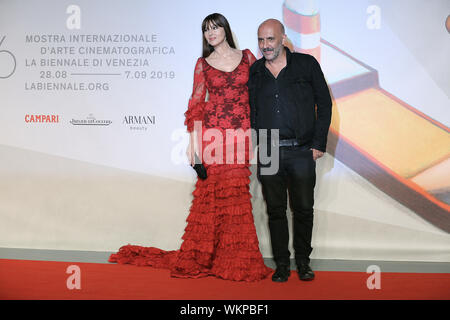 Venise, Italie - 31 août : Monica Bellucchi, Gaspard Noe et Vincent Cassel sur le tapis rouge du film lors de la 76e irréversible F Film de Venise Banque D'Images