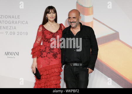 Venise, Italie - 31 août : Monica Bellucchi, Gaspard Noe et Vincent Cassel sur le tapis rouge du film lors de la 76e irréversible F Film de Venise Banque D'Images