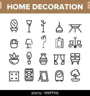 Décoration intérieure Produits Vector Icons Set Illustration de Vecteur