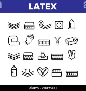 Latex collection Items Matériels Vector Icons Set Illustration de Vecteur