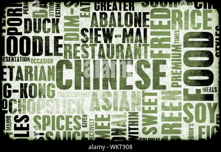 La nourriture chinoise Art Menu Contexte En Grunge Banque D'Images