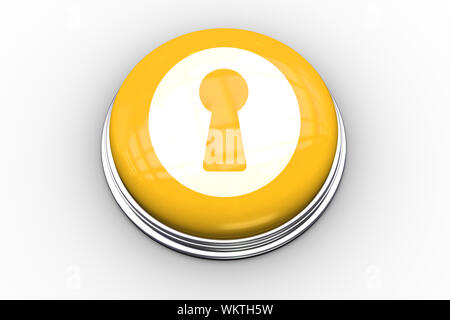 Image composite de keyhole graphique sur bouton poussoir jaune Banque D'Images