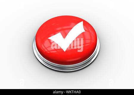 Image composite de coche sur graphiques générés numériquement bouton rouge Banque D'Images