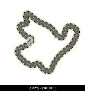 Custom made gris race track map avec ombre isolé sur fond blanc Illustration de Vecteur