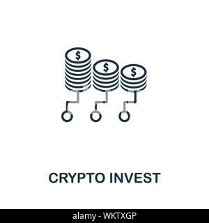 L'icône Contour Crypto investir. Fine ligne de l'élément de la technologie concept fintech icônes collection. Investir pour l'icône de chiffrement de la création d'applications mobiles et Web Illustration de Vecteur