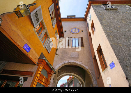 ANNECY, FRANCE -24 JUIN 2019- Vue sur la vieille ville à Annecy, Haute Savoie, France. Banque D'Images